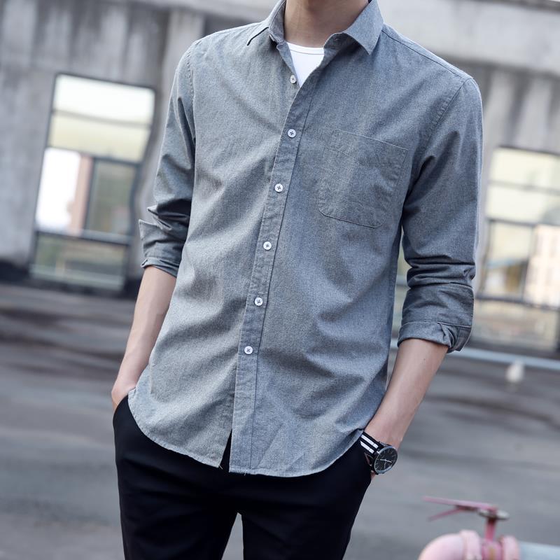 Summer thin shirt men's long sleeve Korean fashion cool casual Denim Short Sleeve Shirt Men's coat