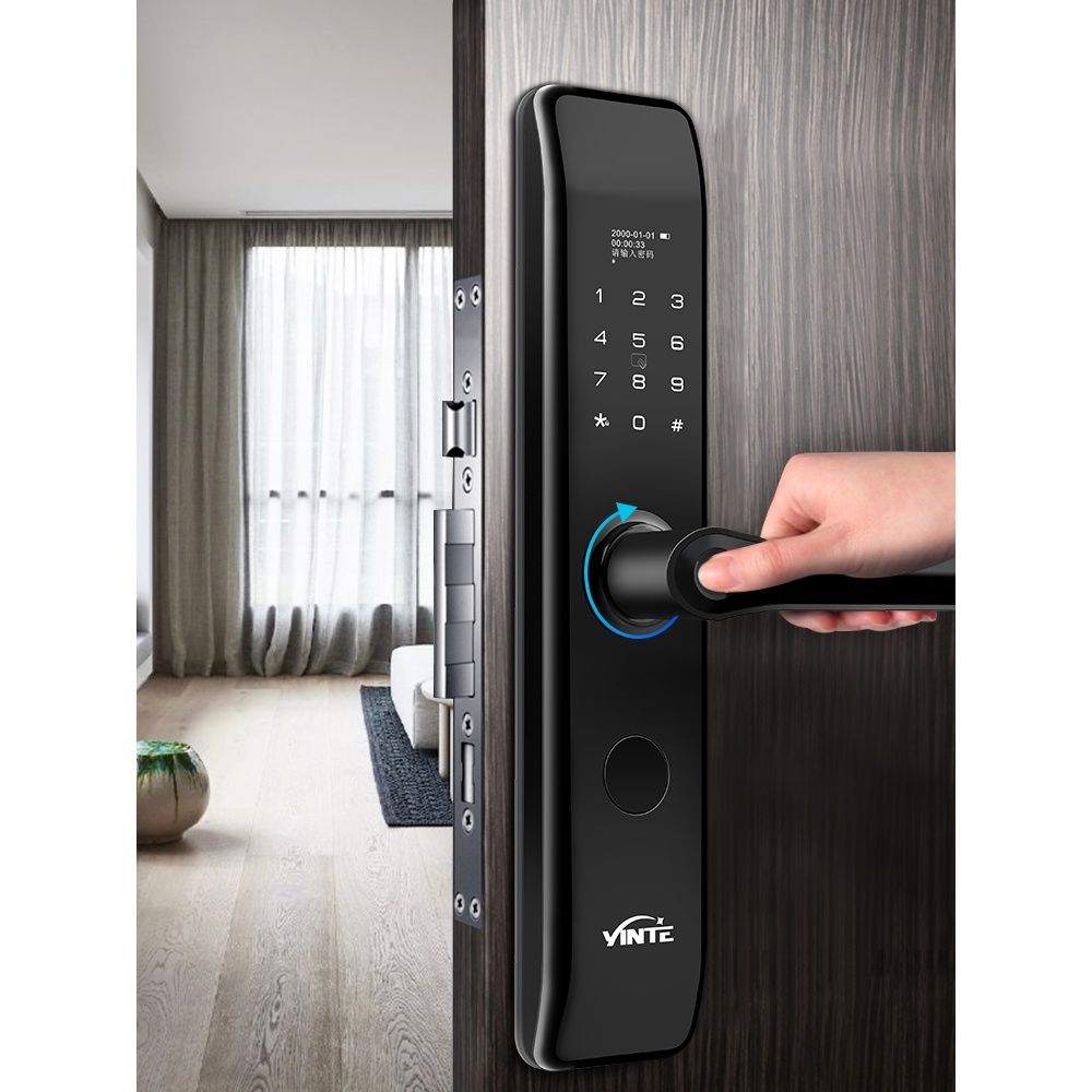 因特指纹锁家用防盗门锁密码锁大门电子锁通用型安防智能锁d60