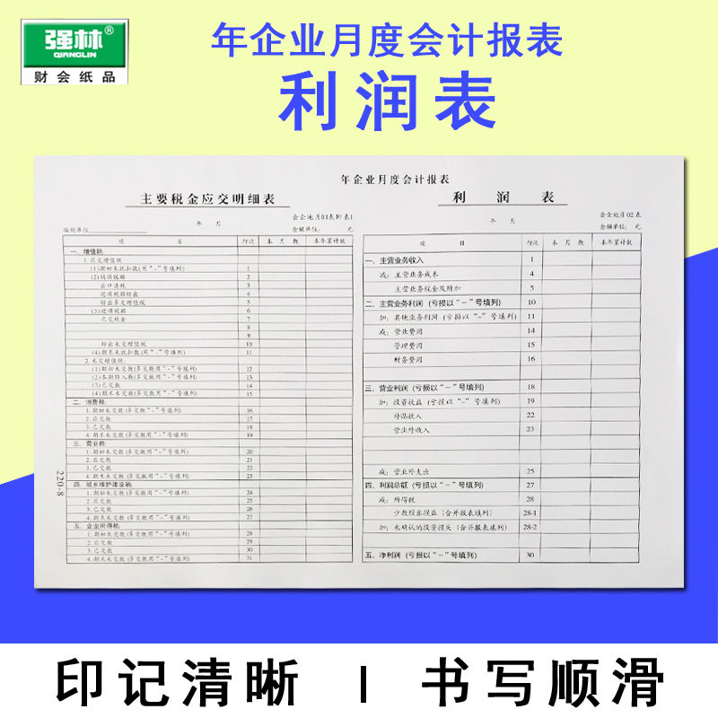 强林8k  资产负债表 利润表账本 上市公司月度财务报表 会计报表