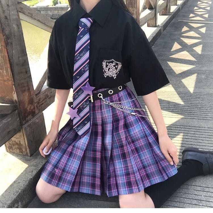 jk shirt female student Korean version loose short-sleeved summer DK uniform top loose and versatile Japanese black BF couple