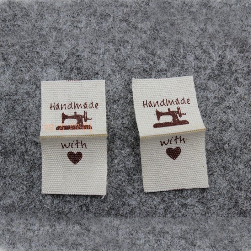 handmade with love标签 diy布标 棉带印刷 童装领标 服装商标【3月24