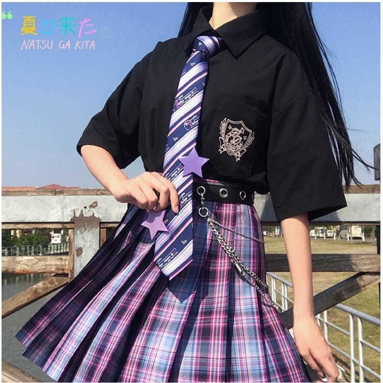 jk shirt female student Korean version loose short-sleeved summer DK uniform top loose and versatile Japanese black BF couple