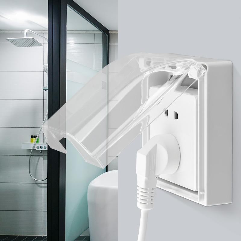 Surface-mounted bathroom switch waterproof cover socket waterproof box 86 bathroom toilet splash box protection paste type