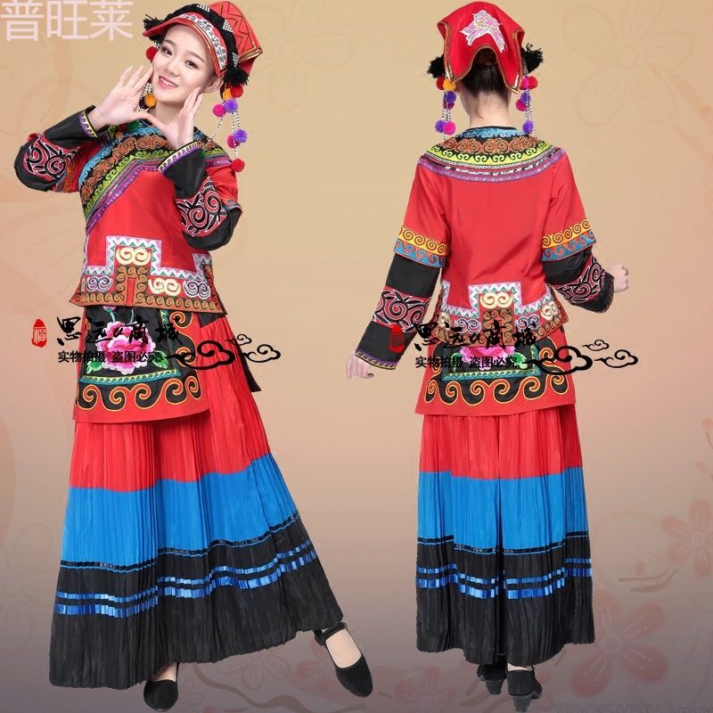 新款大凉山彝族舞蹈服装石林彝族火把节演出服少数民族女表演服饰