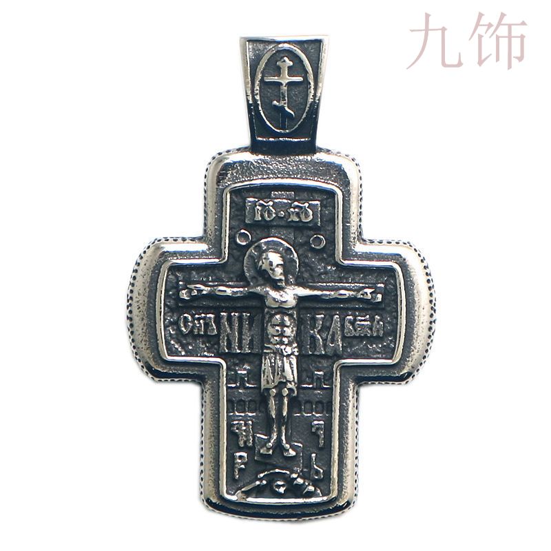 原创潮流钛钢十字架帅气项链 男士女生时尚吊坠毛衣链