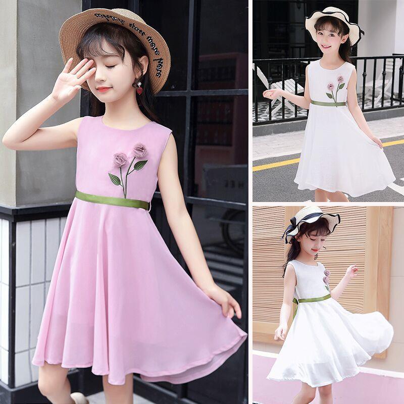 Children's dress 2020 new Korean version girl sling summer dress little girl foreign style children Chiffon princess skirt