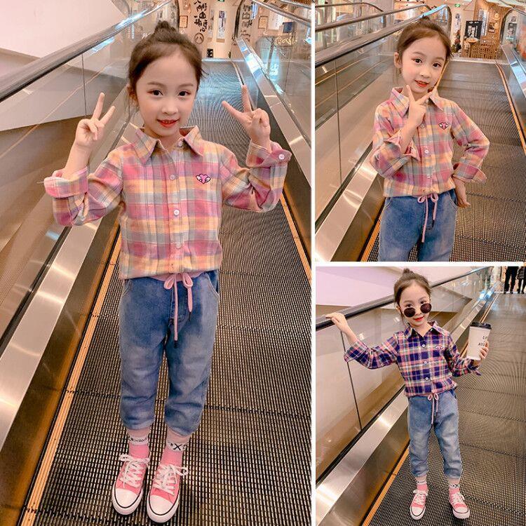 Girls' Plaid Shirt 2020 spring and autumn new children's foreign style thin coat