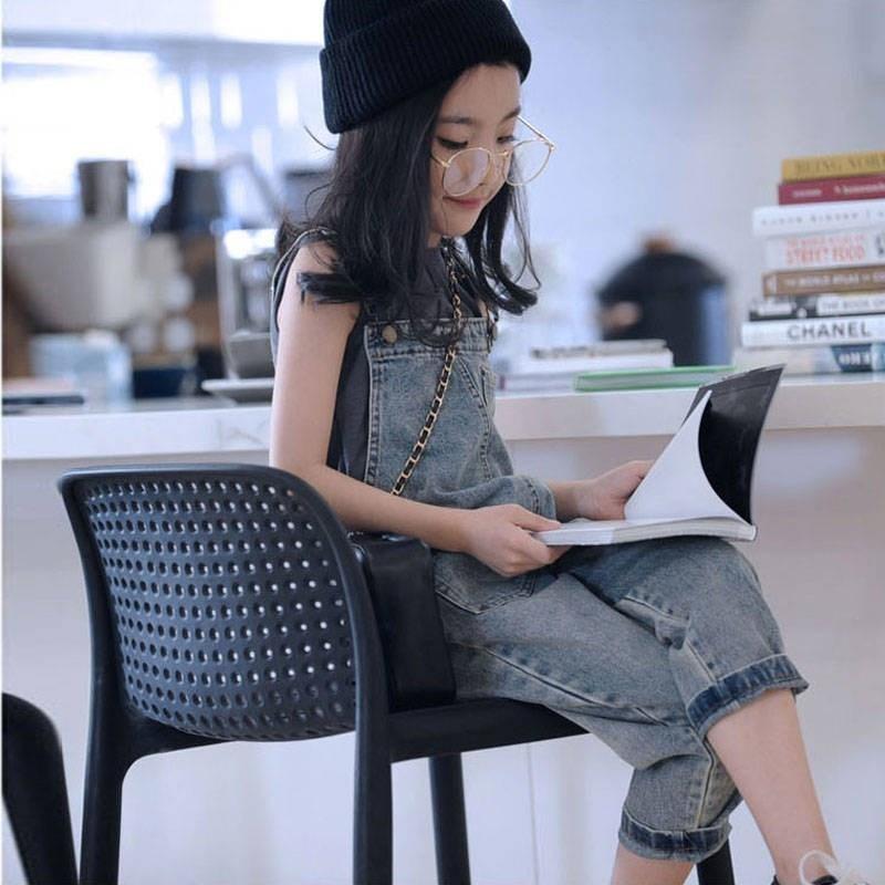 2023女童裝秋裝新款時尚韓版兒童牛仔背帶褲中大童寬鬆吊帶連體褲