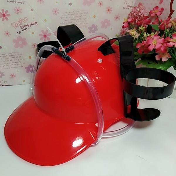 跑男帽子头盔吸管喝汽水可乐啤酒头盔喝水帽子饮料头盔懒人喝水帽2月