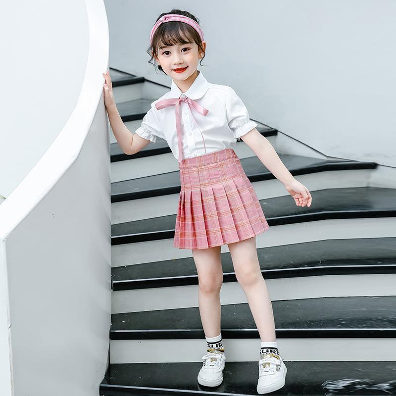 Girls' pleated skirt new net red children's plaid skirt pants college style primary school students' skirt middle school children's skirt