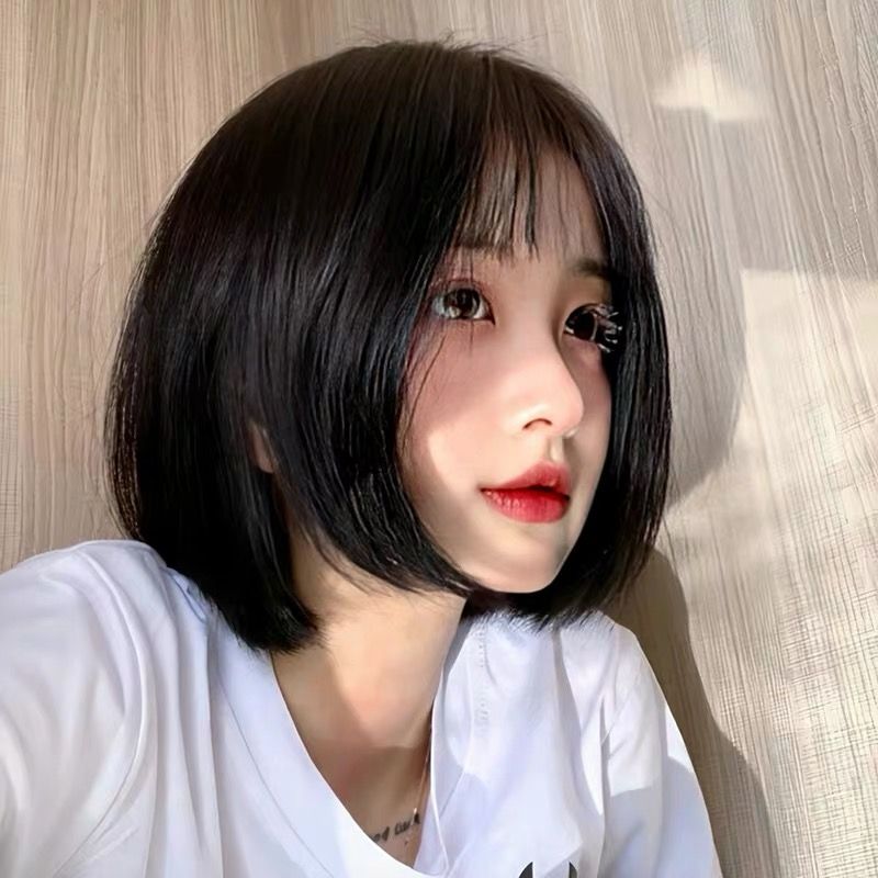 假发女短发波波头空气刘海修圆脸网红可爱短直发自然少女全头套式