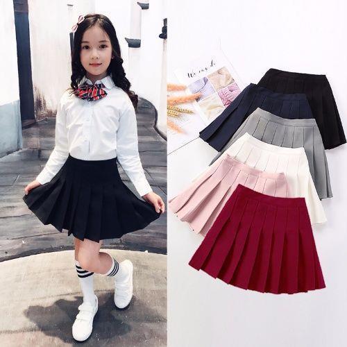 女童短裙套装学院风儿童百褶裙中大童格子半身裙学生校服演出裙裤