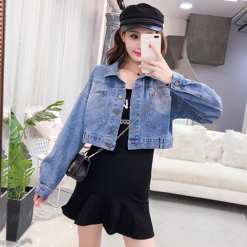 Short loose denim jacket women's new spring and autumn Korean version long-sleeved BF Harajuku style jacket net red top
