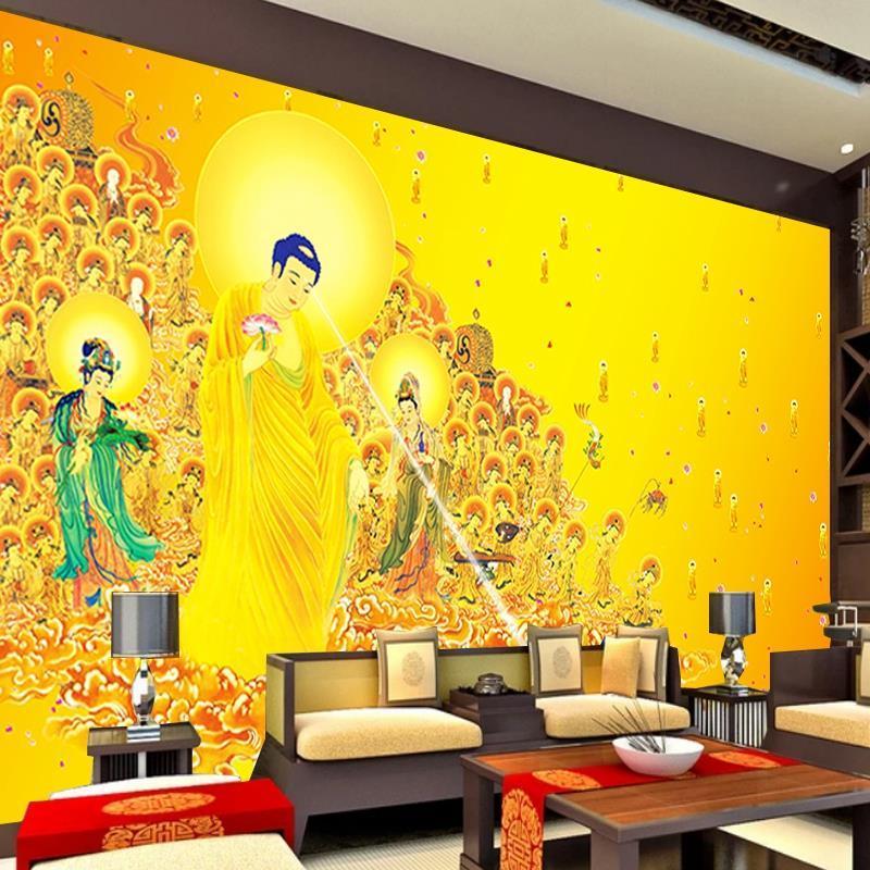 西方三圣接引图佛像墙纸壁画极乐世界背景墙阿弥陀佛接引图壁纸 虎窝拼 西方三圣接引图佛像墙纸壁画极乐世界背景墙阿弥陀佛接引图壁纸 虎窝拼