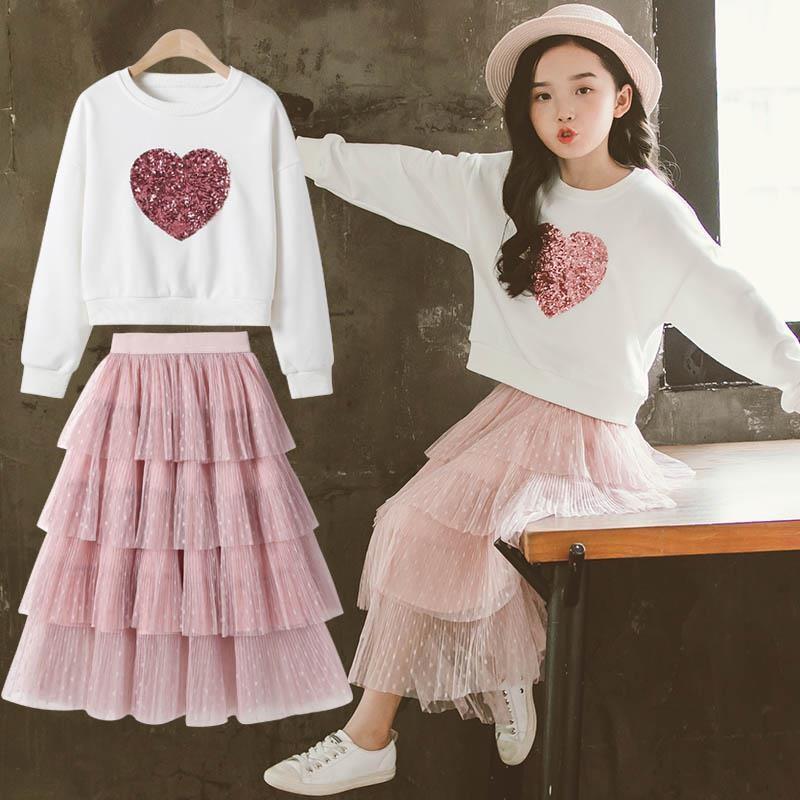 Girls' spring dress new style dress foreign style suit 13-year-old girls' princess dress two piece dress