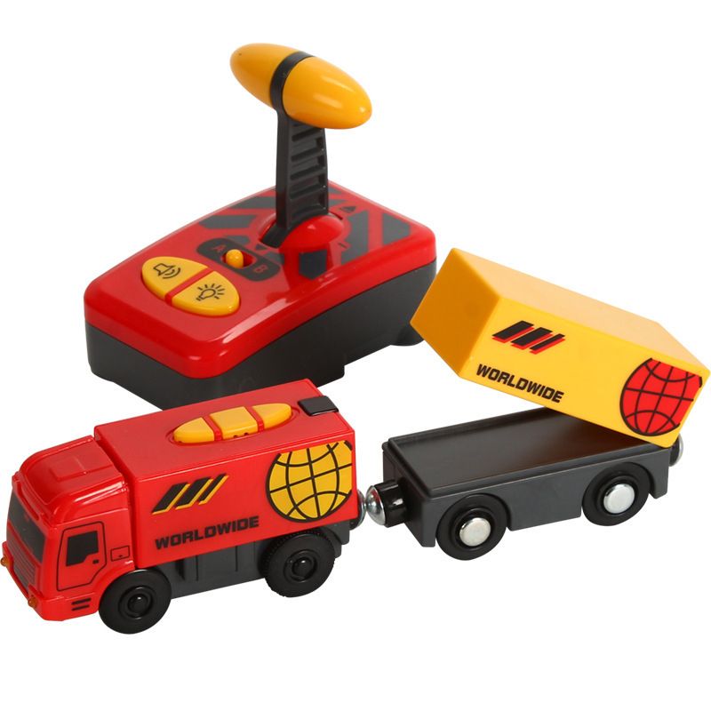 遥控电动小火车声光电动车兼容hape小米yi家木质轨道儿童玩具