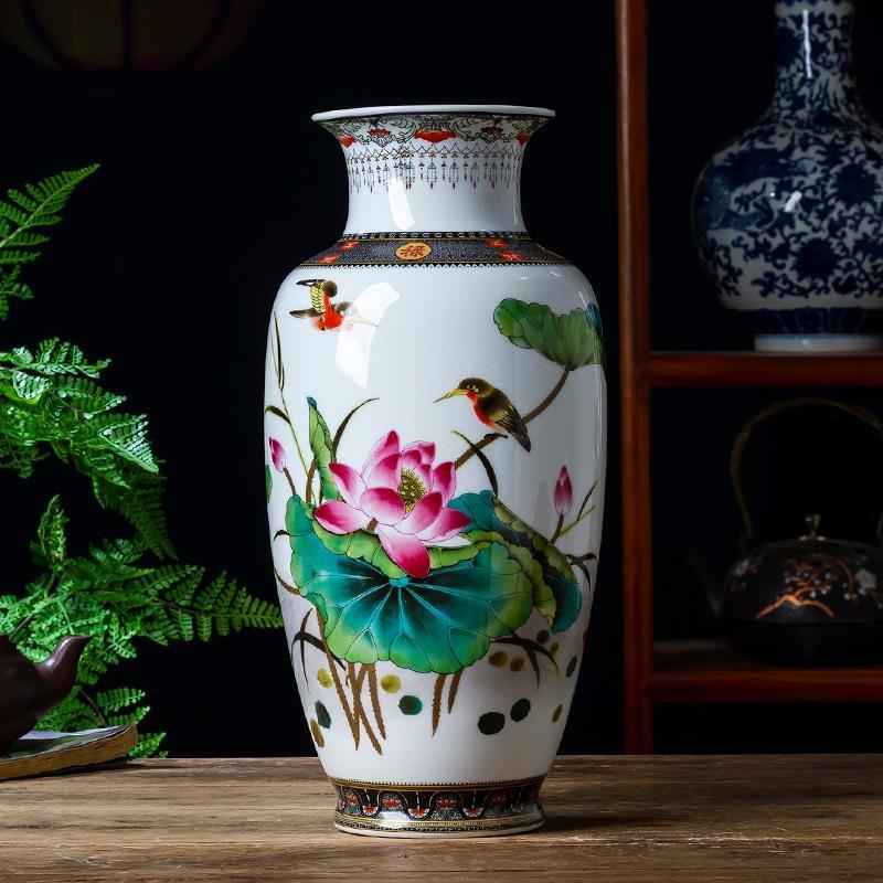 新中式景德镇陶瓷花瓶客厅插花电视柜干花瓷器装饰品