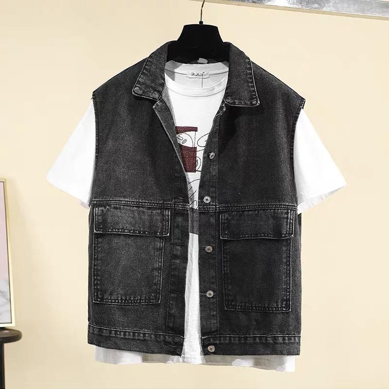 bf style spring and summer net red denim vest female loose outerwear Korean version of the student sleeveless vest tooling jacket ins tide