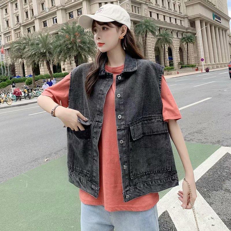 Denim vest jacket women's spring and summer new thin section Korean version loose net red trend outside wearing waistcoat vest