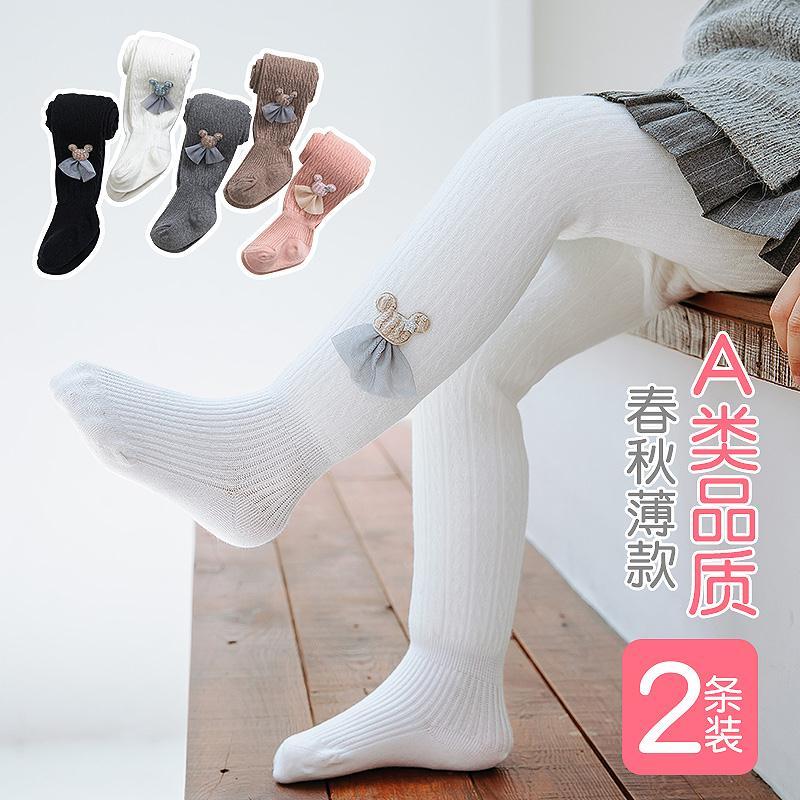 兒童連褲襪春秋中厚款外穿洋氣女童連體襪寶寶純棉小熊嬰兒打底褲