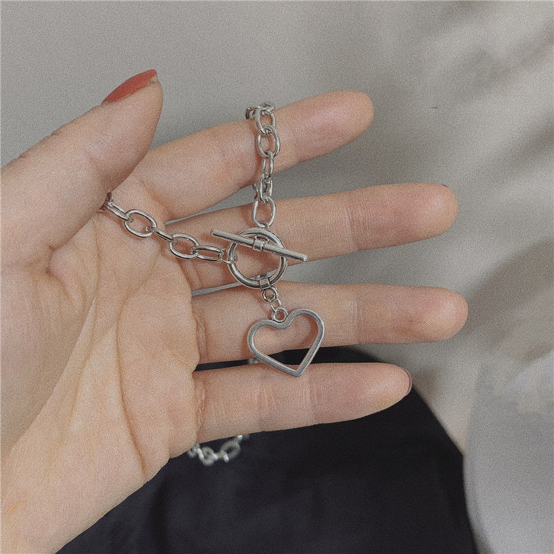 New Retro punk European and American ins blogger LOVE PENDANT Metal exaggerated thick chain hip-hop Necklace