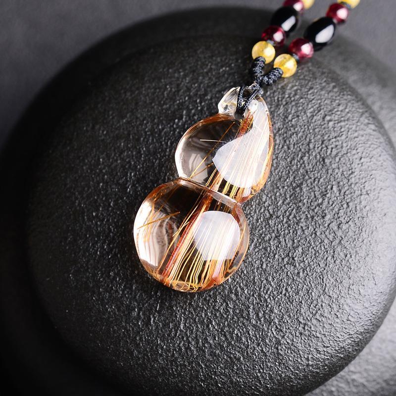 天然金发晶葫芦吊坠 铜发晶顺发项链男女款水晶饰品礼物