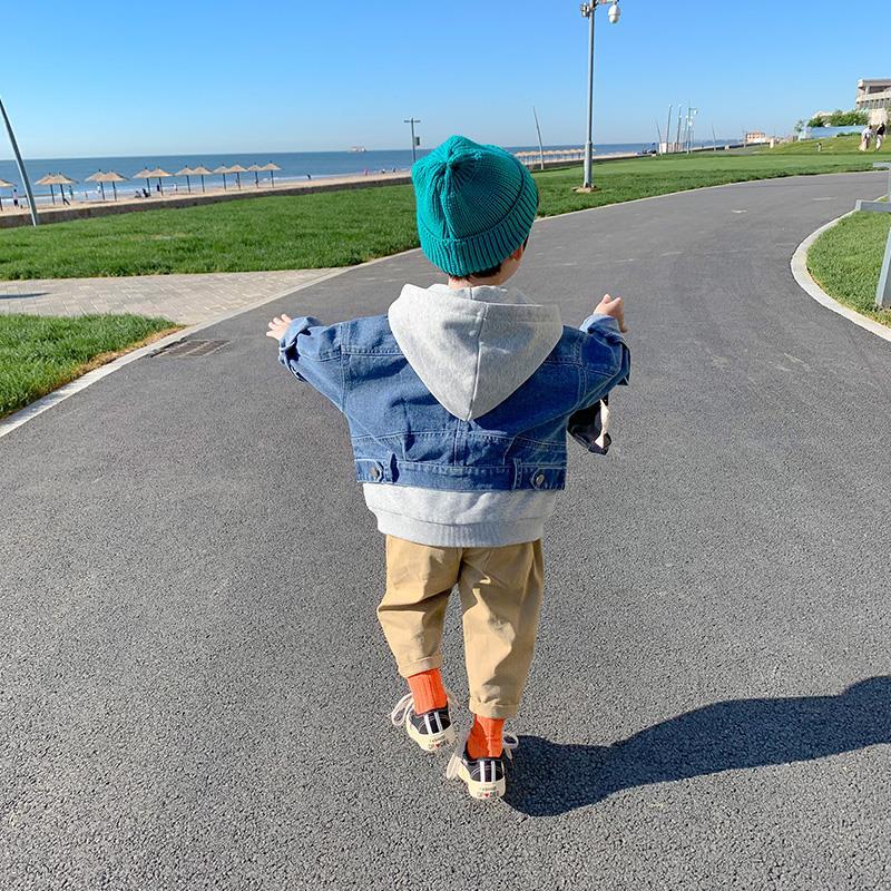 Children's denim jacket male 2020 new children's clothing boys autumn clothing hooded jacket foreign style baby top spring and autumn models