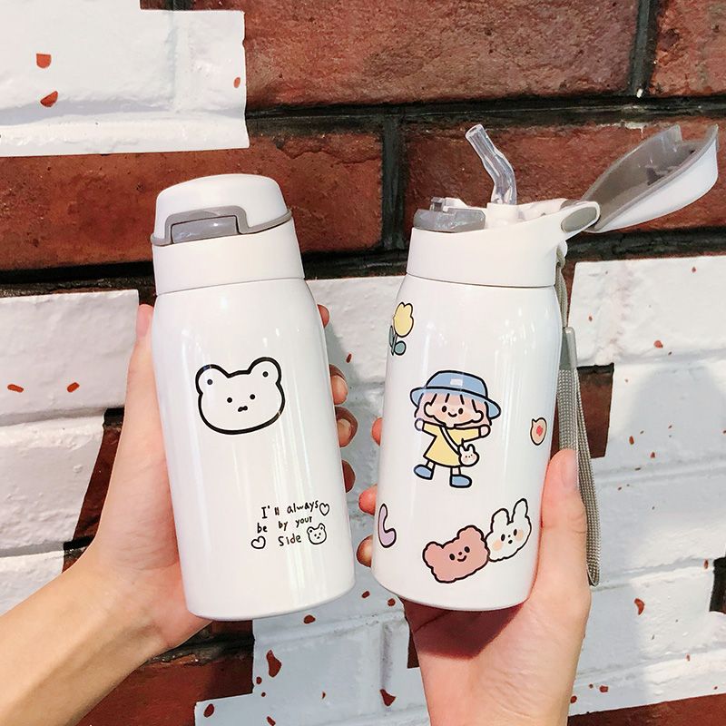 Children's straw insulated water cup adult simple fresh forest department pregnant women, girls and primary school students portable cup
