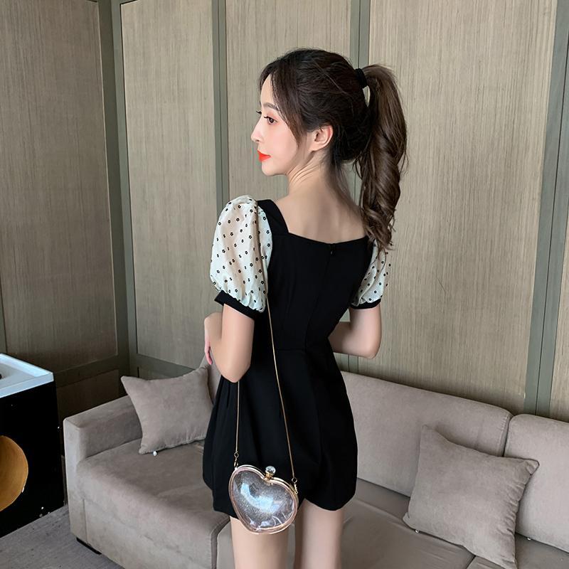 Jumpsuit women's 2022 new summer thin section v-neck waist slimming mesh splicing casual pants wide-leg shorts