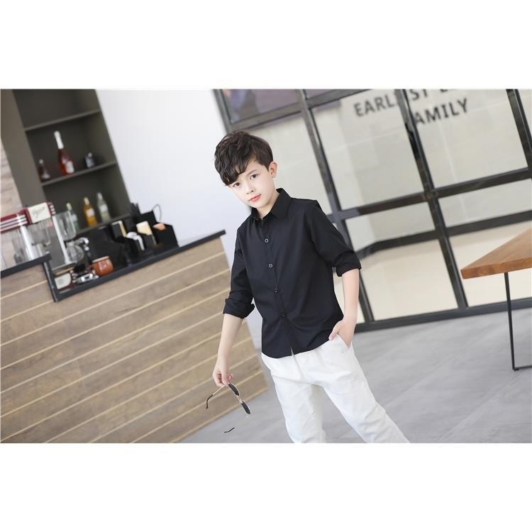 Children's POPPING boys and girls funky black and white solid color shirt hip-hop mechanical dance LOCKIN long-sleeved shirt