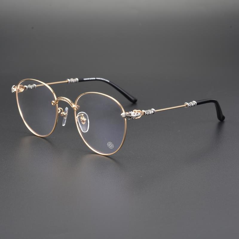 日本手工克罗心眼镜框架 纯钛复古圆框近视眼镜 张翰明星同款男女