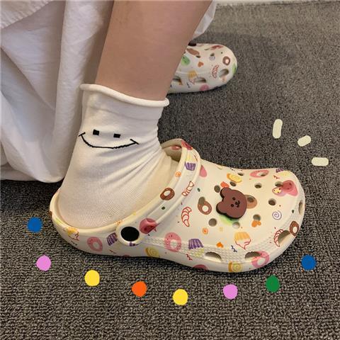 洞洞鞋女ins潮防滑厚底可愛少女心花園學生包頭涼鞋沙灘鞋