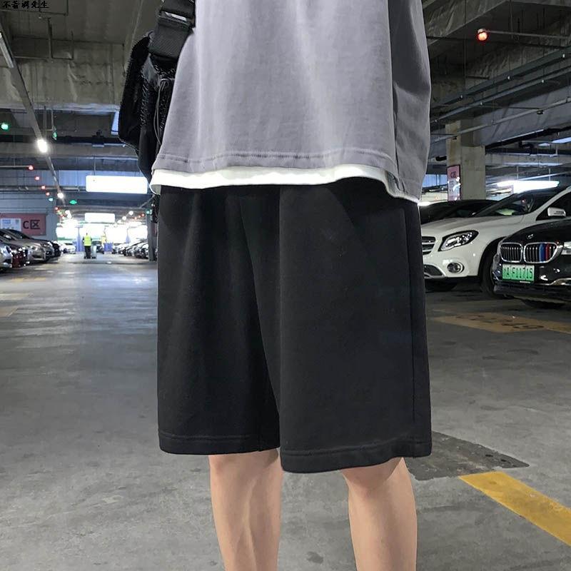 Summer new ins Harajuku Hong Kong style casual shorts men's Korean version trend versatile loose straight knee length pants