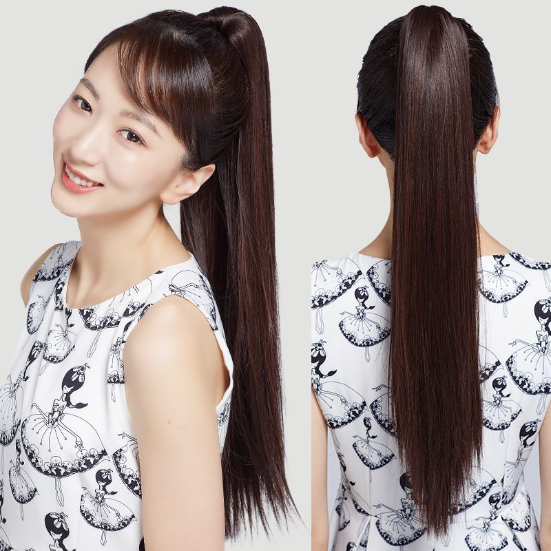 假发马尾女长直发绑带式网红假头发短款长发抓夹自然辫子高马尾发
