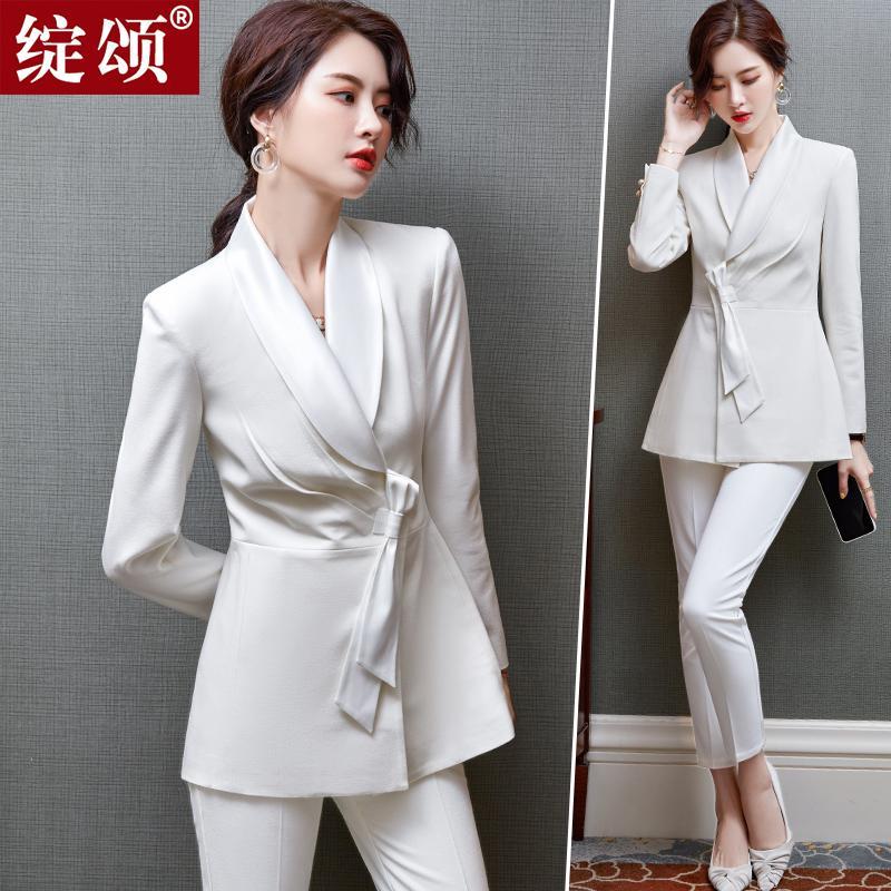 白色小西装外套女秋新款时尚韩版总裁长袖职业套装气质女神范西服