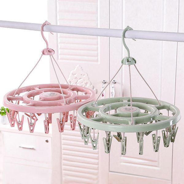 Adult windproof clothes rack plastic 32 clip clothes rack children's sock rack baby household multifunctional drying rack