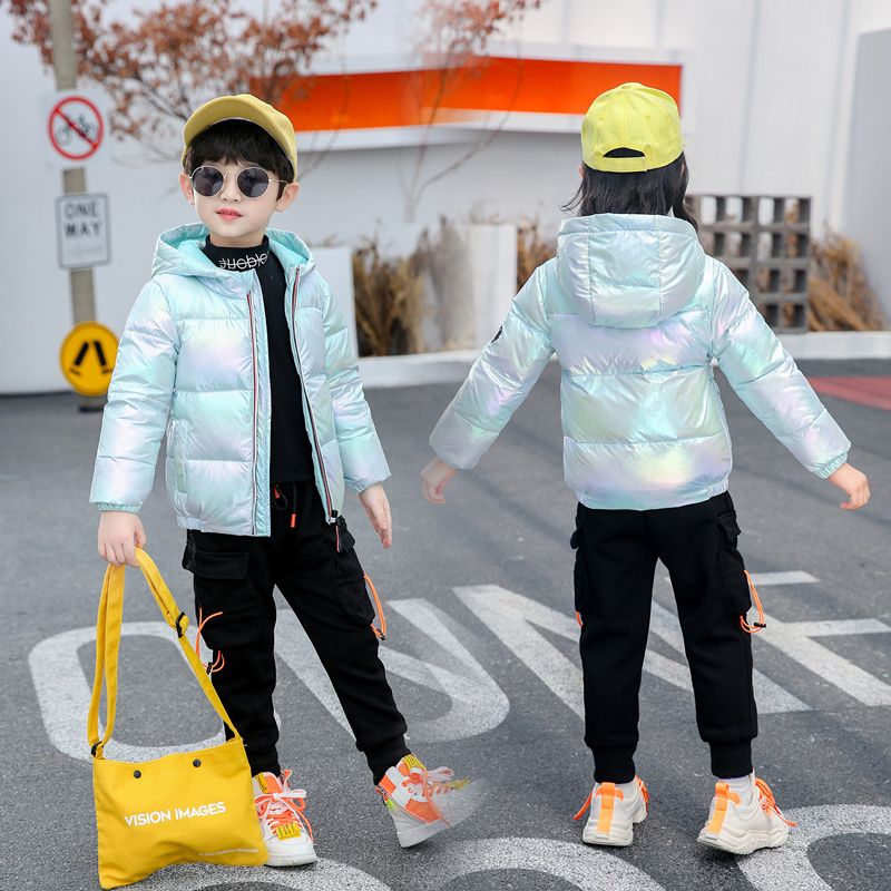 [thickened] white duck down children's down jacket girl boy's foreign style children's clothing bright color short baby coat in autumn and winter