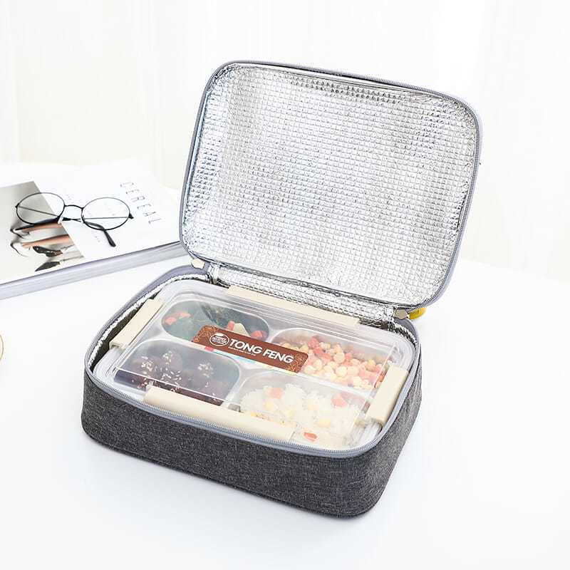 简约手提上班族袋子便当铝箔长方形饭盒