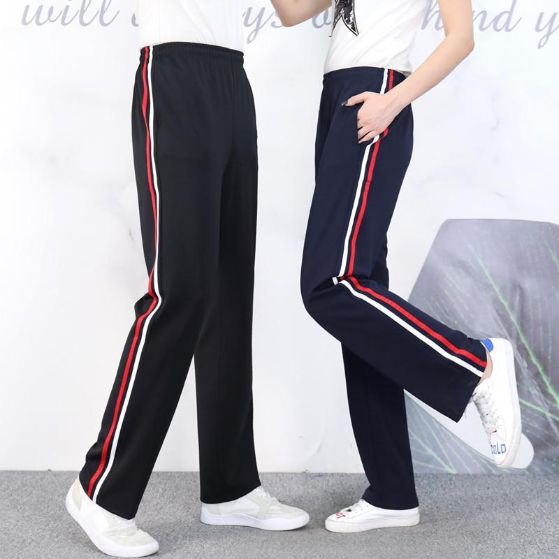 春夏藏藍黑色兩道槓校服褲子中小學白紅槓運動長褲高中生校褲