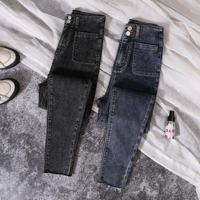 Women's 2023 spring and autumn Korean version of high-waist Hyuna small feet high-elasticity jeans skinny slim nine-point pencil trousers