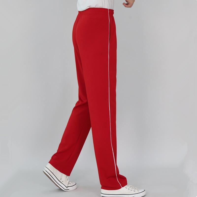 新品校服裤子红色一条杠男女运动裤学生裤小学初高中直筒净版校裤