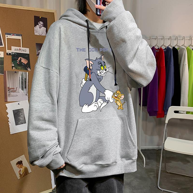 Autumn and winter boys' class clothes Korean loose fashion hooded sweater coat Plush thickened top with hat