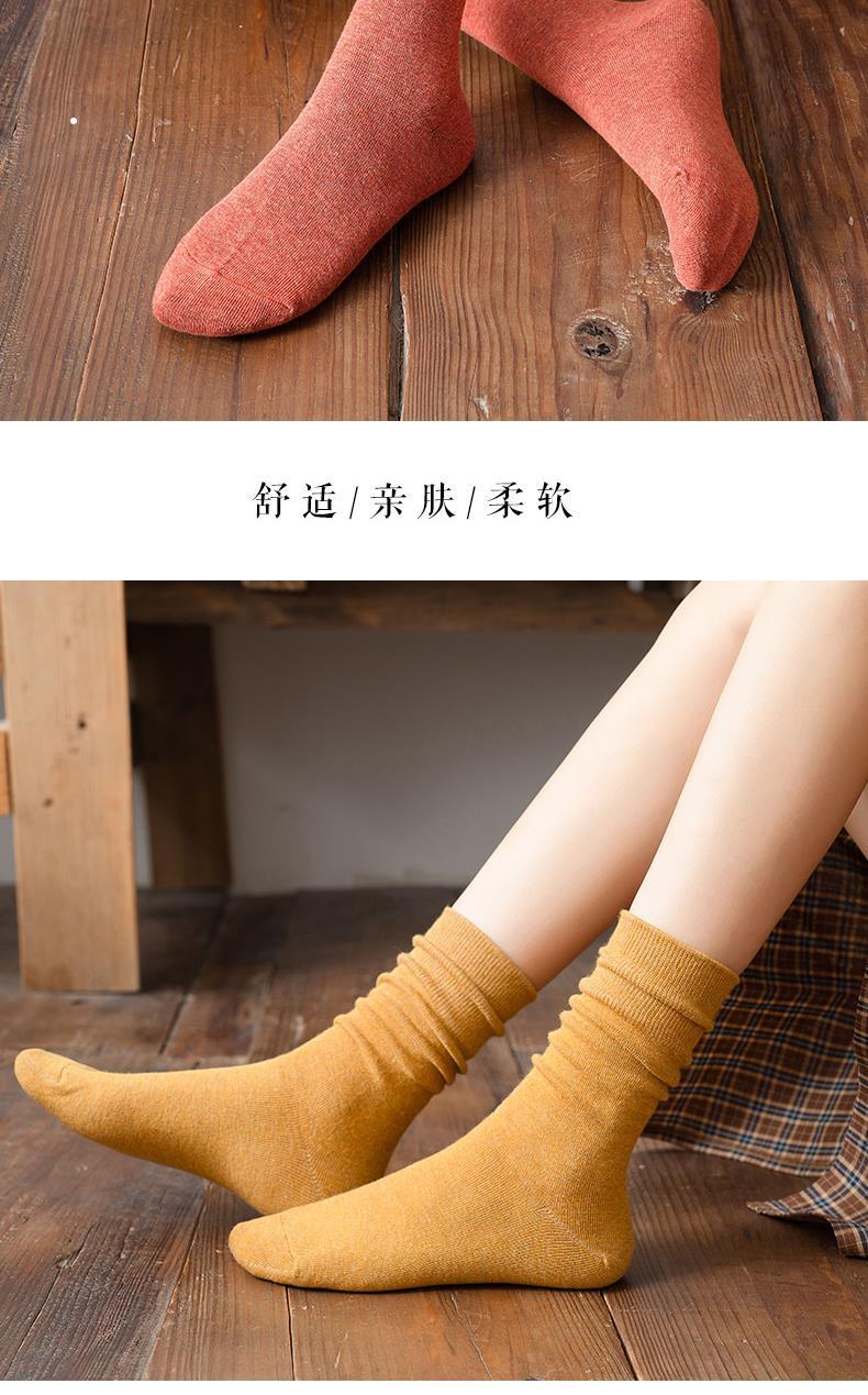 袜子女中筒袜韩版日系秋冬季长筒厚款纯棉高筒堆堆女士长袜ins潮
