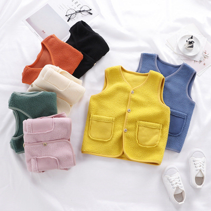 Children's cashmere vest spring and autumn thin cardigan vest for boys and girls