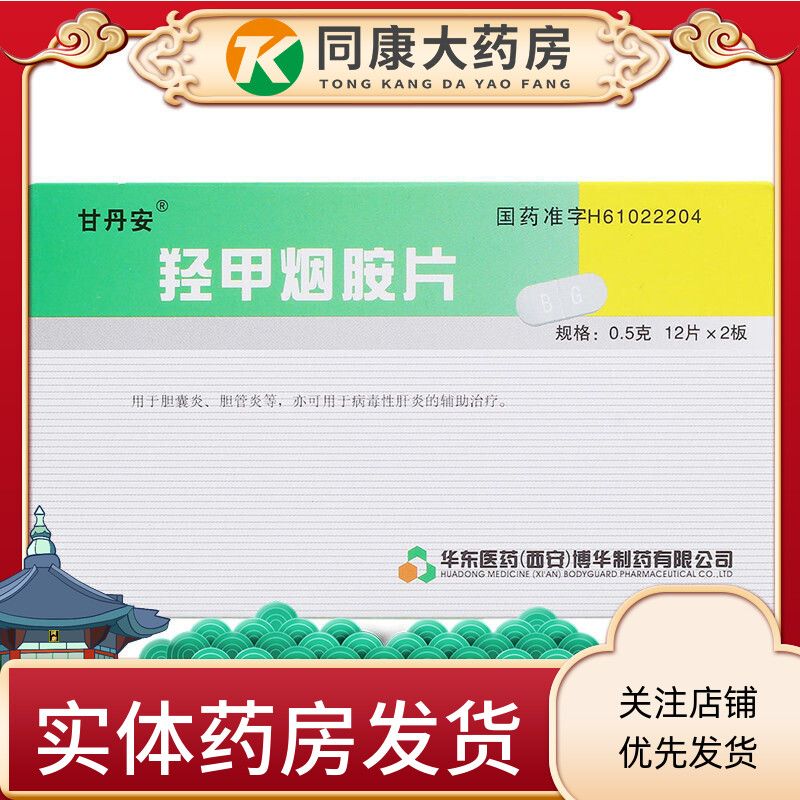 甘丹安 羟甲烟胺片 0.5g*12片*2板/盒 利胆药.