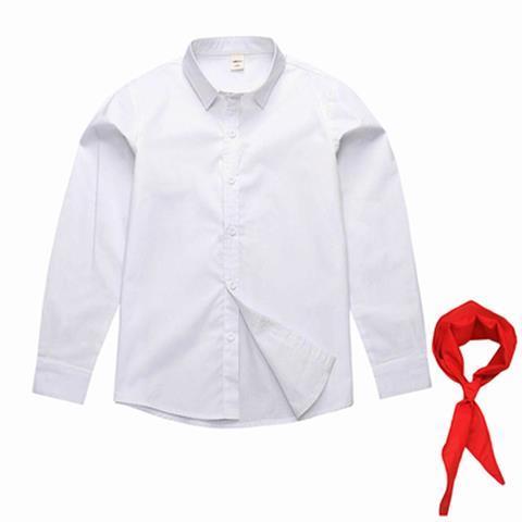 男童衬衫白色长袖童装春秋款中大童衬衣纯棉儿童长袖衬衣