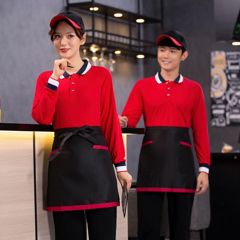 火锅t恤烧烤服务员长袖工作服快餐店秋冬装