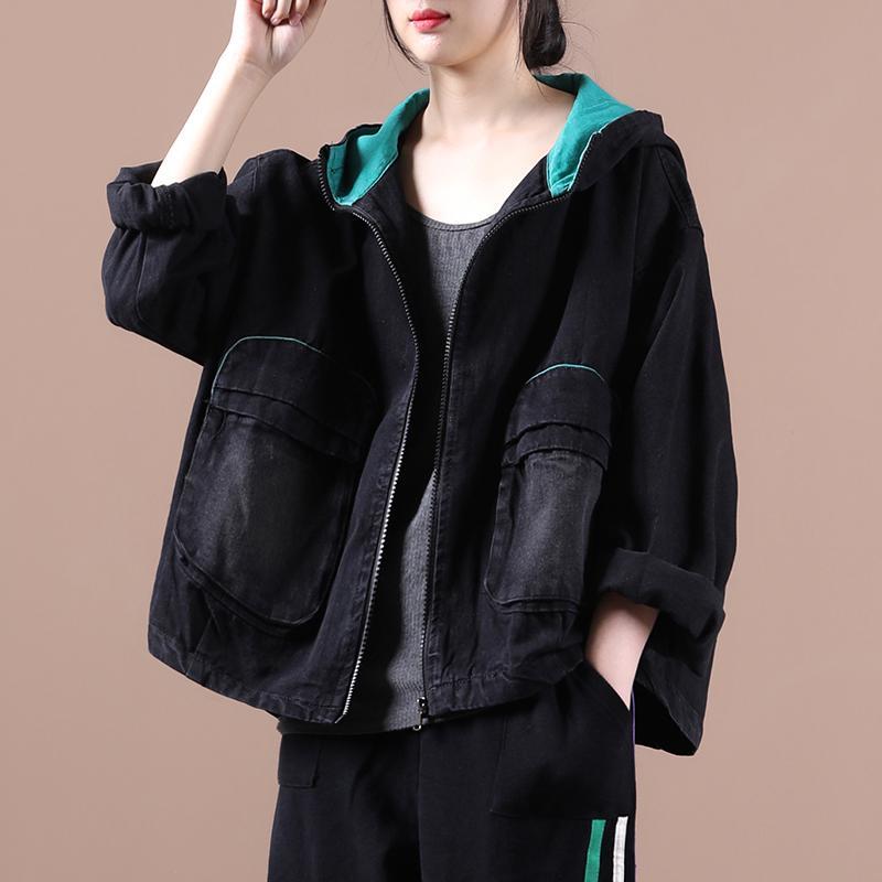Plus size spring and autumn women's clothing new loose art hooded denim short coat women's trendy ins spring top women
