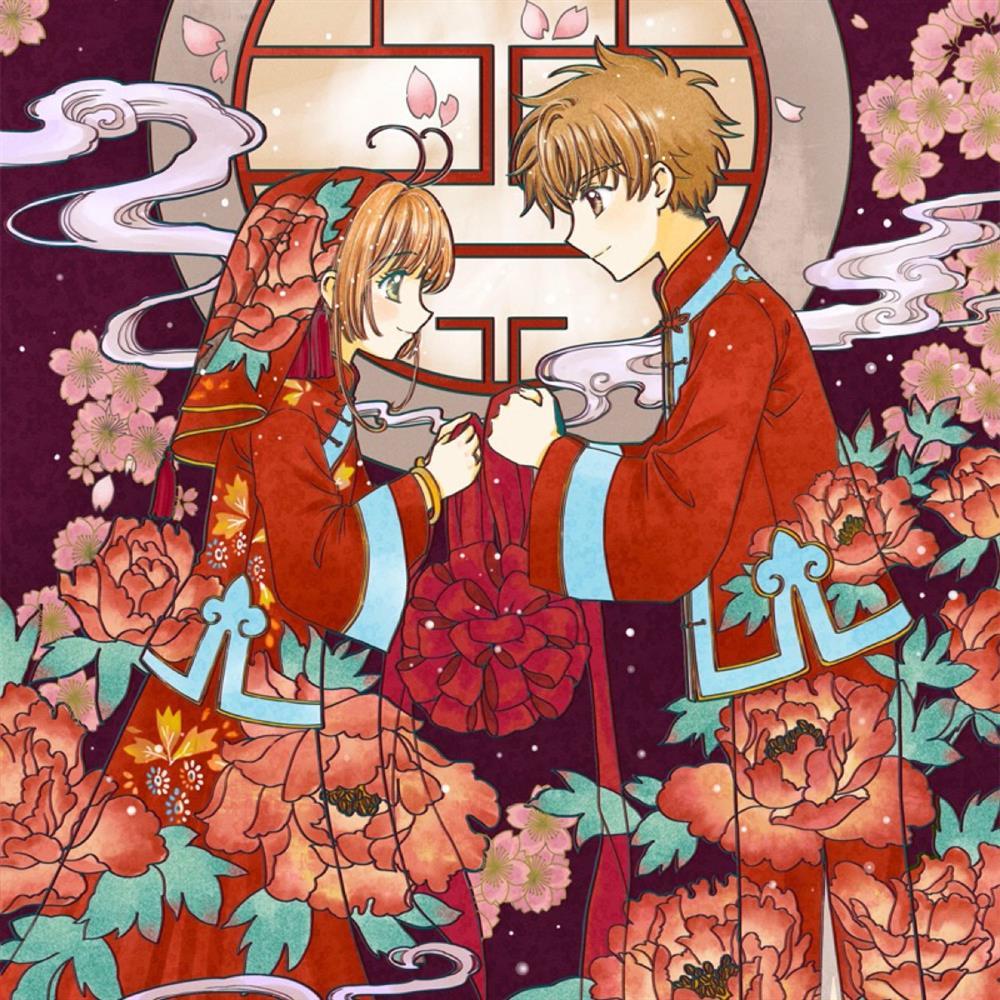 十字绣小幅 百变小樱小狼 卡通婚礼钻石画新款结婚点贴钻客厅卧室