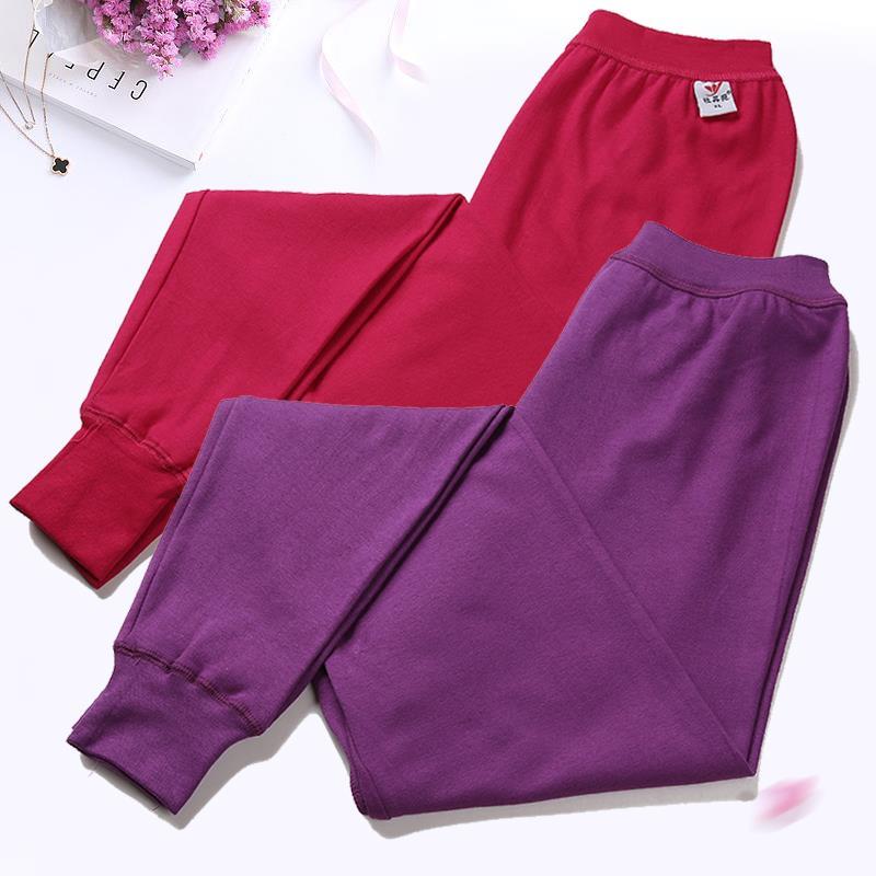 Middle-aged and elderly pure cotton long johns high waist plus fat plus mother thin line pants leggings old-fashioned grandma long johns women's single piece